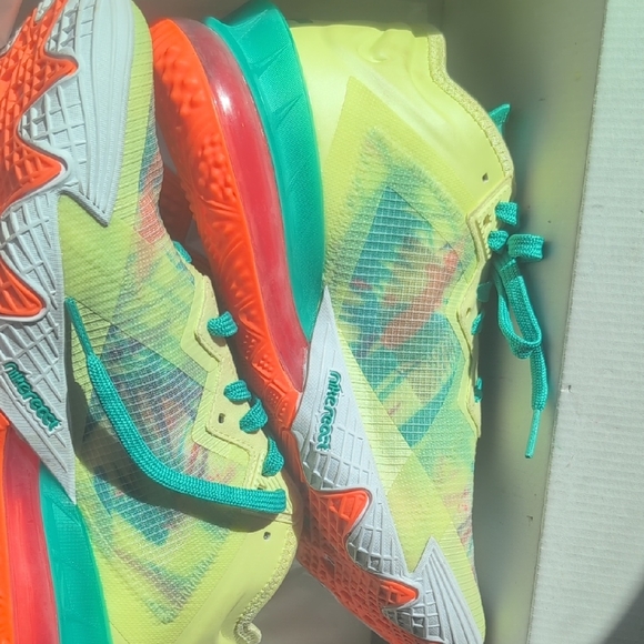 Nike LeBron Neon Yellow Basketball Sneakers with Teal and Orange Accents 7.5M/9W - Picture 6 of 12